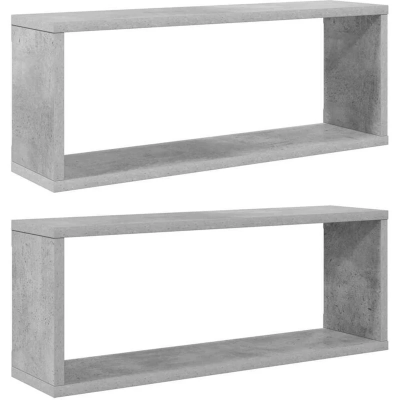 Image of VIDAXL Vidaxl - Wall Cube Shelf 2 pcs Concrete Grey 60x15x23cm Engineered Wood 8720286595633