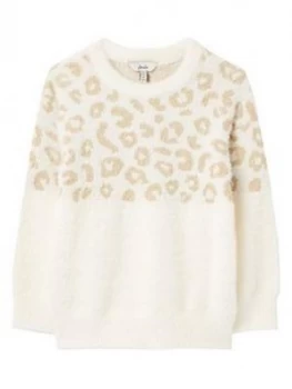 Image of Joules Girls Niamh Leopard Print Jumper - Multi, Size Age: 7-8 Years, Women