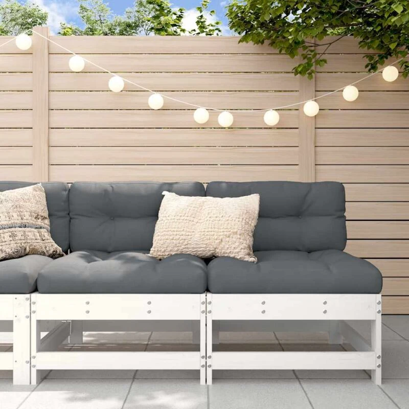 Image of VIDAXL Middle Sofas with Cushions 2 pcs White Solid Wood Pine Vidaxl 8720845802295