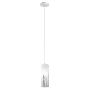 image of Pendant Light Colour Chrome Shade White Chrome Glass Painted Bulb E27 1x60W