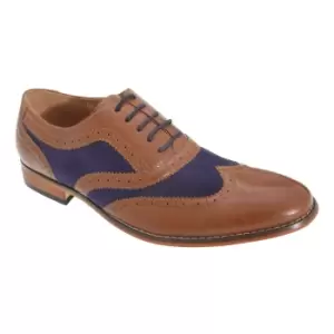 Image of Goor Mens 5 Eye Brogue Oxford Shoes (8 UK) (Tan/Navy)