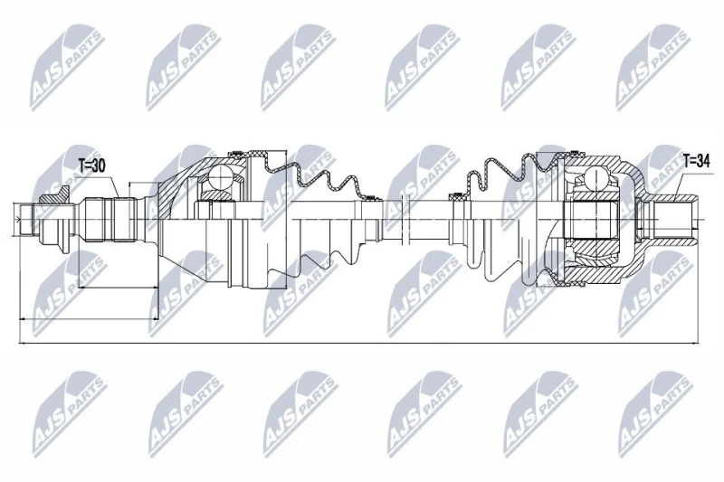 Image of NTY NPW-PL-032 Drive shaft Manual Transmission, Front Axle Right Drive Shaft (13)