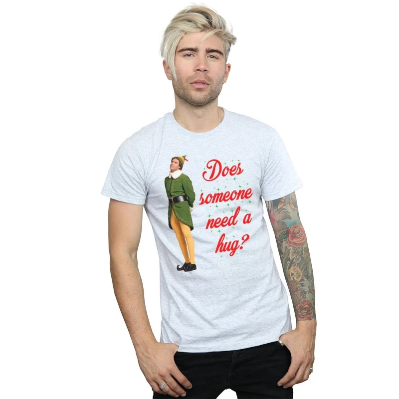 Image of Elf Elf Men Hug Buddy T-Shirt in Grey Size: Small Grey S Male 5057736082669