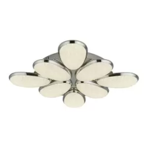 Image of Searchlight Lighting - Searchlight Lori 8 Light LED Ceiling Flush, Crushed Ice Effect Shade, Chrome