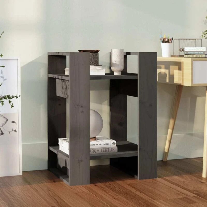 Image of VIDAXL Vidaxl - Book Cabinet/Room Divider Grey 41x35x57cm Solid Wood Pine 8720286904947