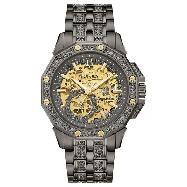 Image of Bulova Crystal 98A293 Octava Automatic Grey IP Bracelet Watch - W09251