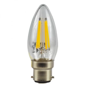 image of B22 Bayonet LED 4W Filament Candle Bulb (40W Equivalent) 470 Lumen - Warm White Clear