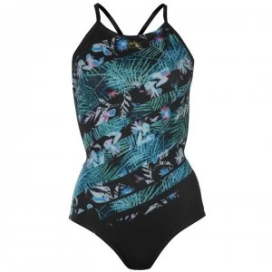 Image of Slazenger Rebecca Adlington Thin Strap Swimsuit Ladies - Black/Green