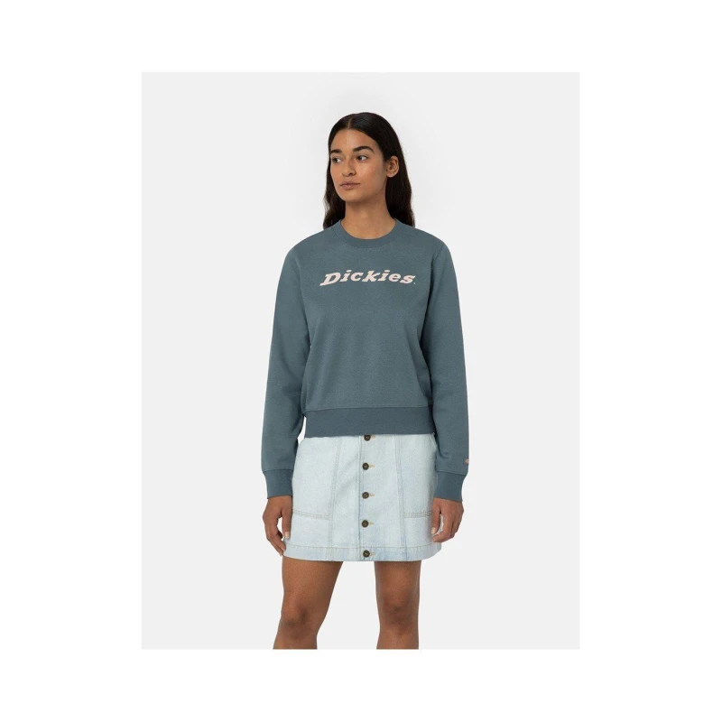 Image of Dickies Heavyweight Wordmark Crew Fleece Light Grey female