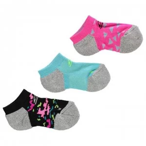 image of Skechers Cushioned 3 Pack Socks Junior Girls - Blk Multi