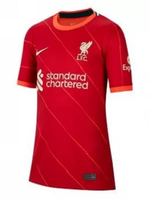 Image of Nike Liverpool Fc Junior Home 21/22 Short Sleeved Shirt, Red, Size L
