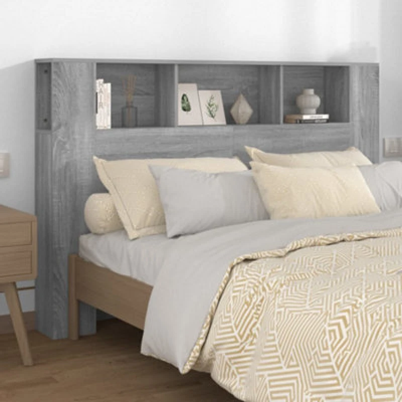 Image of VIDAXL Headboard Cabinet Grey Sonoma 160x18.5x104.5cm vidaXL 8720286968987