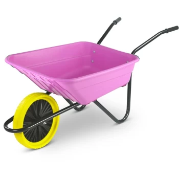 image of 90 Litre Shire Heavy Duty Plastic Wheelbarrow Ð Pink Ð Puncture Proof Wheel