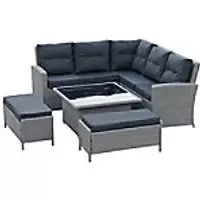 image of Outsunny Rattan Sofa Set 860-063V01 Grey, Black