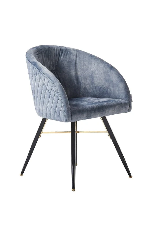 Image of Life Interiors Life Interiors Single Vittorio Velvet Dining Chair with Black Metal Legs, Quilted Design Modern Accent Chair in Grey Grey One Size Unis