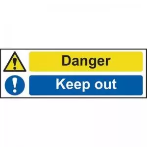 Image of Danger Keep Out&rsquo; Sign; Self-Adhesive Vinyl 300mm x 100mm