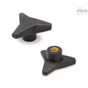 Image of ELESA Soft Three-arm knob-VB.839/80 B-M12-Soft-C9 Black