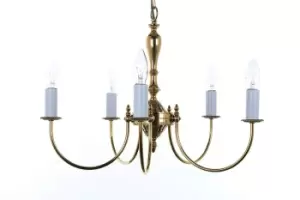 image of Solar Polished Brass 5 Arm Chandelier