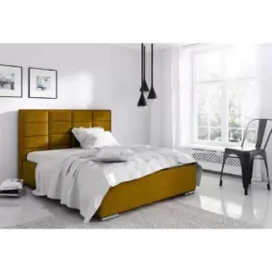 Image of Bulia Bed King Plush Velvet Mustard
