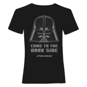 Image of Star Wars Girls Come To The Dark Side Darth Vader T-Shirt (11-12 Years) (Black)