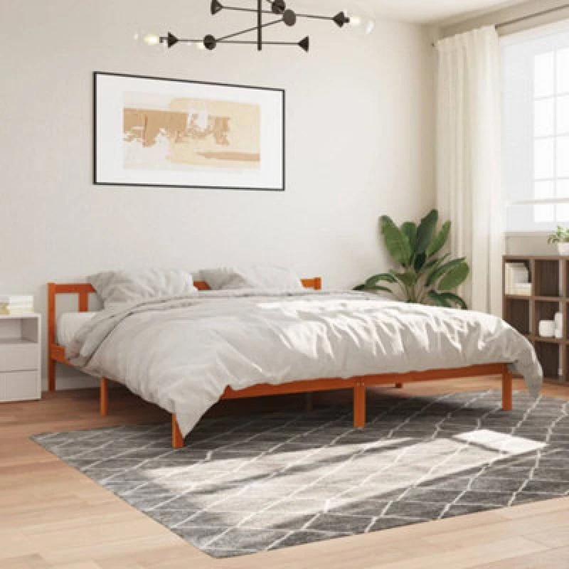 Image of Vidaxl Bed Frame Without Mattress Wax Brown 180X200 Cm Super King Solid Wood Pine