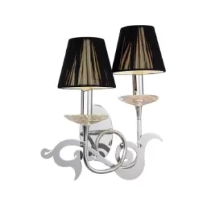 image of Acanto Wall Lamp 2 Light E14, Polished Chrome With Black Shades