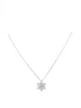 image of Simply Silver Sterling Silver Cubic Zirconia Snowflake Necklace