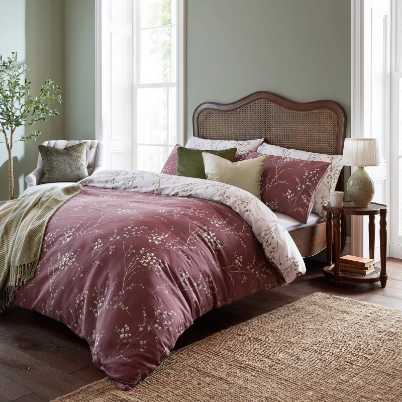 Image of Laura Ashley Pussy Willow Duvet Set, Double, Plum Purple