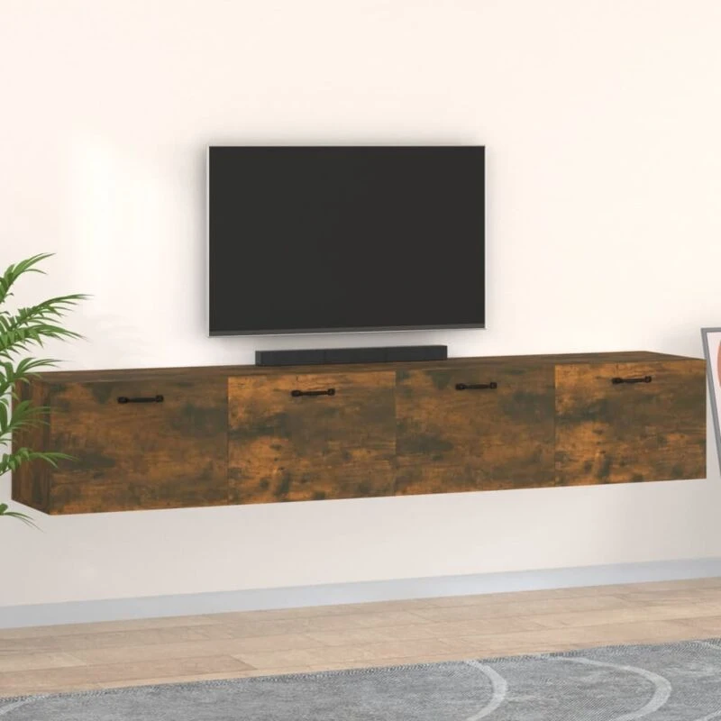 Image of vidaXL Wall Cabinets 2 Pcs Smoked Oak 100x36.5x35cm Engineered Wood, Brown 3115673