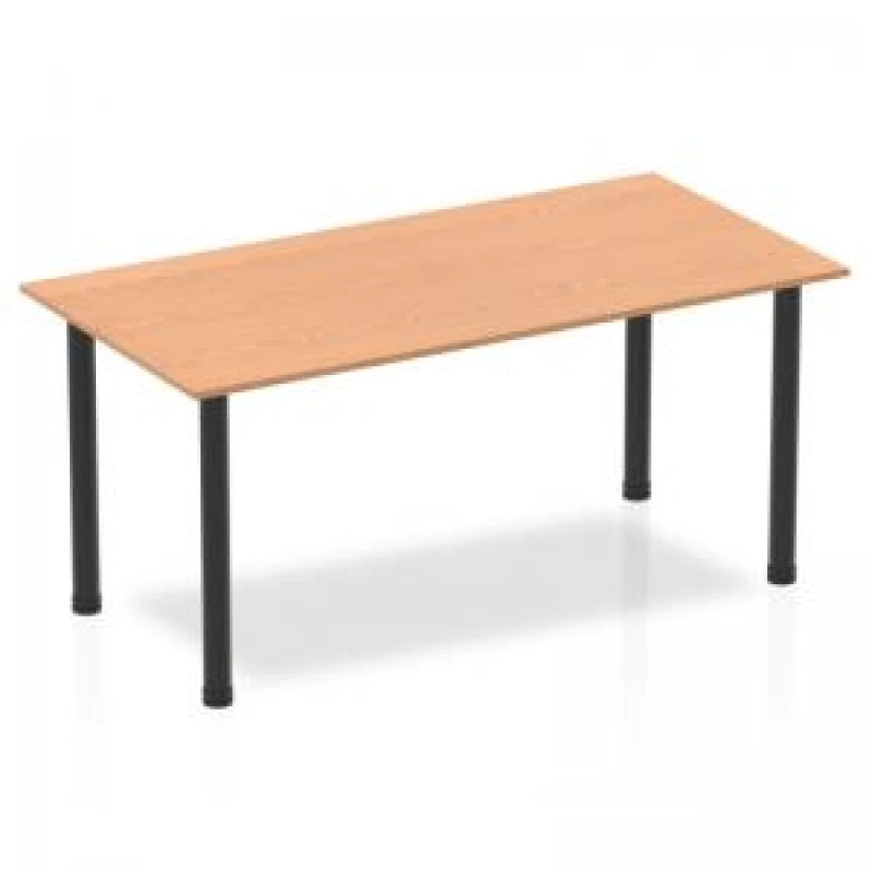 Image of Dynamic Impulse 1600mm Straight Table Oak Top Black Post Leg BF00378