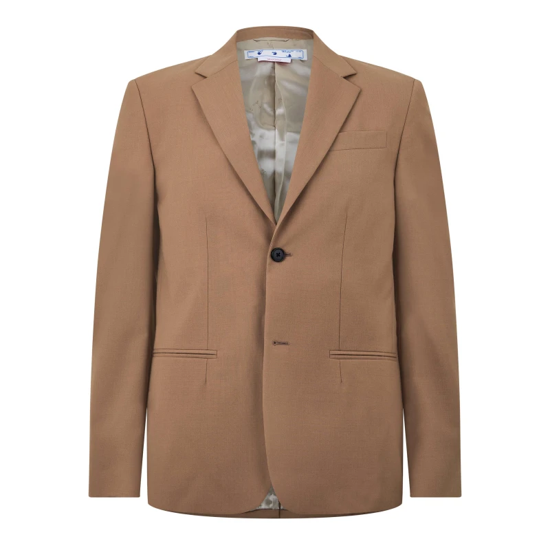 Image of Off White Mens Double Breasted Drill Relaxed Blazer Camel male XS (44)