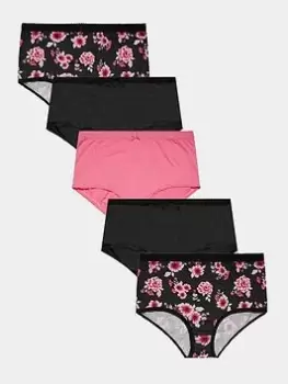 Image of Yours Spring Floral Full Briefs (5 Pack) - Multi, Pink, Size 14-16, Women