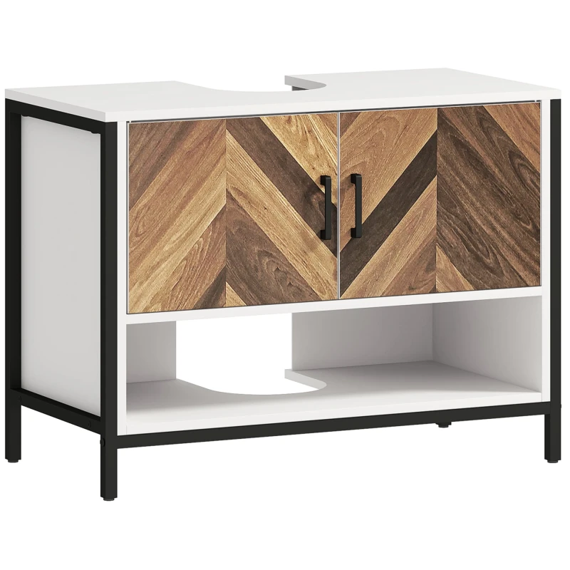 Image of HOMCOM Bathroom Under Sink Cabinet for Basin with or without Pedestal Cream TJ Hughes 5063603387362