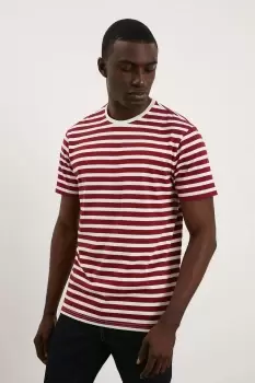 image of Mens Red Short Sleeve Stripe T-Shirt