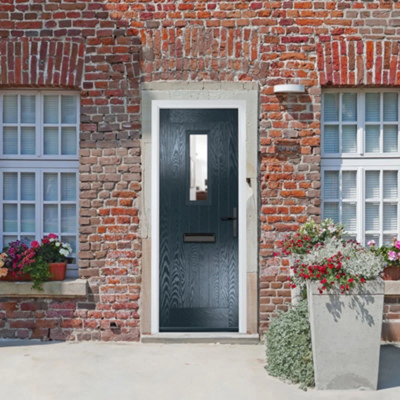 Image of Lacerta Composite Door Sunningdale 7016 Grey 890mm X 2090mm Open In Left Hand Clear Glass 10 Year Guarantee - Free Delivery & Smart Lock