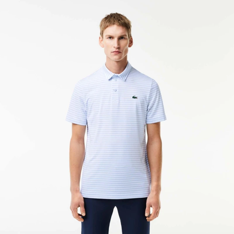 Image of Lacoste Ultra Dry Anti-UV Striped Golf Polo Shirt - Blue Blue XS