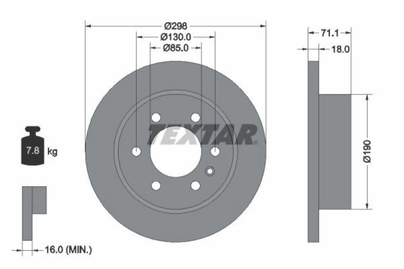 Image of Brake disc TEXTAR 92301103
