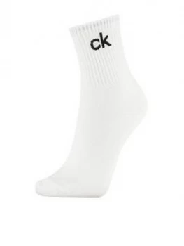 Image of Calvin Klein Modern Logo Crew Socks - White