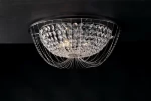 Image of Vienna Crystal K9 Flush Ceiling Light, Chrome, E14