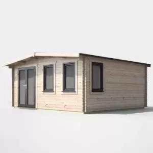 image of Power 16' x 16' Chalet Log Cabin- Left Side Double Door