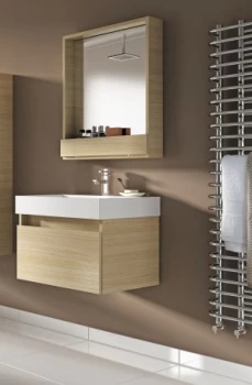 image of Wickes Mondavio Aragon Oak Wall Hung Vanity Unit with Basin - 600mm