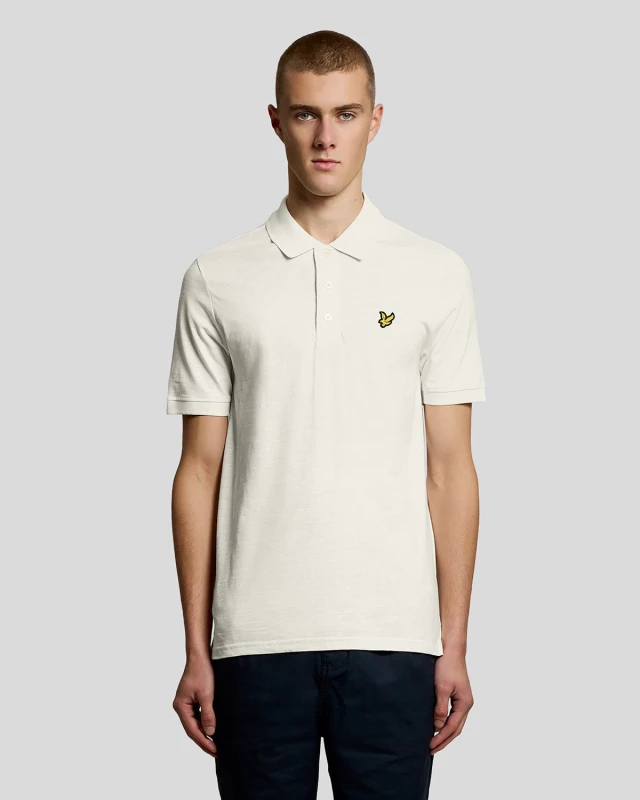 Image of Lyle & Scott Mens Fine Cotton Slub Polo Shirt in Beige