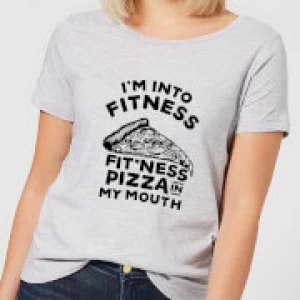 Image of Fitness Pizza Womens T-Shirt - Grey - 3XL