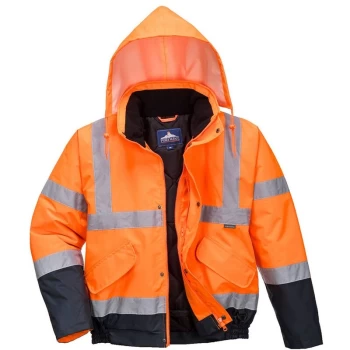 Image of Portwest S266ONRXXXL - sz 3XL Hi-Vis Two Tone Bomber Jacket - Orange/Navy