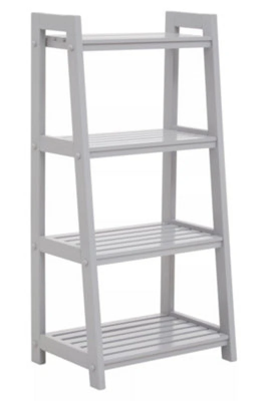 Image of Orsina Versatile Design Wood Four Tier Grey Shelf Unit, Contemporary Shelf Unit For Living Room, Durable Metal Unit