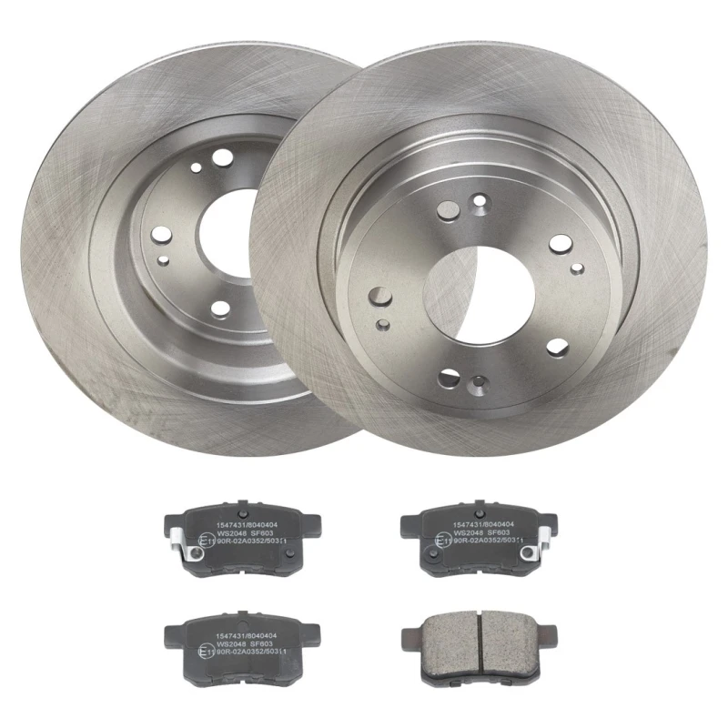 Image of RIDEX 3405B1866 Brake disc and pads set Rear Axle, Brake Disc Type: Solid, with acoustic wear warning Brake Set,disc brakes (3405)