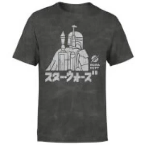 Image of Star Wars Kana Boba Fett Mens T-Shirt - Black Acid Wash - L - Black