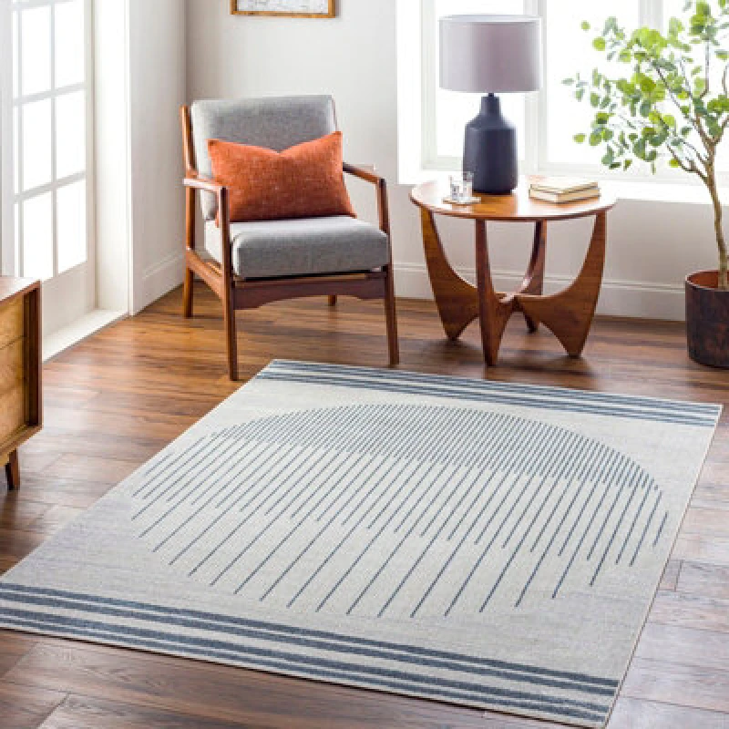 Image of Livabliss Machine Washable Geometric Beige Enso Area Rug 160 X 213cm - Easy Care, Non Shedding, Ideal For Living Room & Bedroom