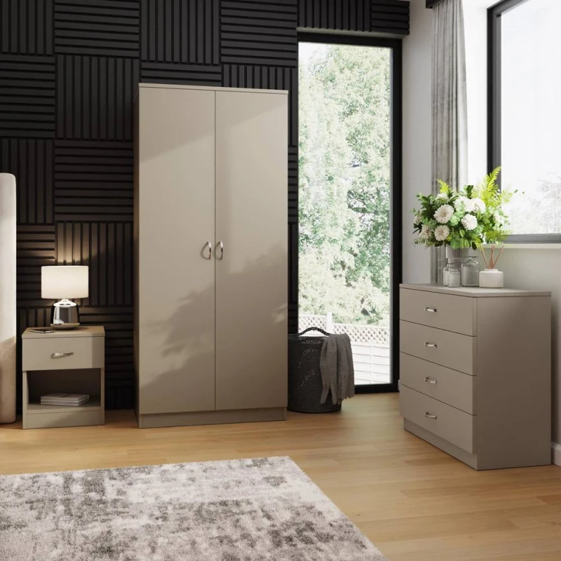 Image of FWStyle FWStyle 3 Piece Putty Bedroom Furniture Set in Beige Beige One Size Unisex 5056413133069