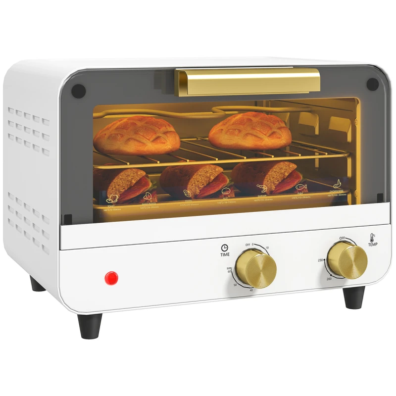 Image of HOMCOM HOMCOM Small Toaster Oven, 12L Mini Countertop Oven with Glass Door, White White One Size Unisex 5063603040922